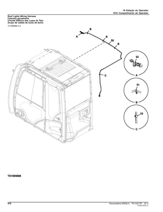 18 Estação do Operador
1810 Compartimento do Operador
Roof Lights Wiring Harness
Faisceau gyrophares
Chicote Elétrico das Luzes do Teto
Grupo de cables de luces de techo
TX1085688 A.2
476 Escavadeira 250GLC PC10217P (F.1)
ST337721(D.1)
 