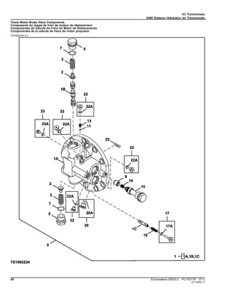 03 Transmissão
0360 Sistema Hidráulico da Transmissão
Travel Motor Brake Valve Components
Composants du clapet de frein de moteur de déplacement
Componentes da Válvula do Freio do Motor de Deslocamento
Componentes de la válvula de freno de motor propulsor
TX1093234 A.1
48 Escavadeira 250GLC PC10217P (F.1)
ST13540(F.1)
 