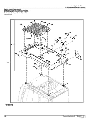 18 Estação do Operador
1810 Compartimento do Operador
Falling Object Protection Kit
Protection contre les chutes d'objets kit
Kit de Proteção contra Queda de Objetos
Protección contra caída de objetos kit
TX1089819 B.1
492 Escavadeira 250GLC PC10217P (F.1)
ST404919(F.1)
 