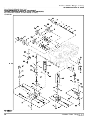 21 Sistema Hidráulico Principal do Veículo
2160 Sistema Hidráulico do Veículo
Control Valve End Caps (4 Spool Side)
Couvercles d'extrémité de distributeur (côté à 4 tiroirs)
Tampas de Extremidade da Válvula de Controle (Lado de 4 Carretéis)
Tapas terminales de válvula de control (lado de 4 carretes)
TX1086097 B.1
588 Escavadeira 250GLC PC10217P (F.1)
ST342153(C.1)
 