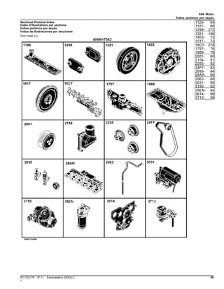 04A Motor
Índice pictórico por seção
Sectional Pictorial Index
Index d'illustrations par sections.
Índice pictórico por seção
Índice de ilustraciones por secciones
RGP13396 A.2
1120- 64
1121- 66
1299- 272
1321- 186
1403- 72
1517- 73
16C7- 278
1797- 76
1989- 78
2001- 80
2154- 81
2255- 82
24FF- 83
2695- 84
28AR- 86
2962- 88
3031- 90
3150- 92
35EN- 94
3614- 96
3713- 98
PC10217P (F.1) Escavadeira 250GLC 59
()
 