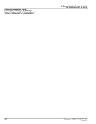 21 Sistema Hidráulico Principal do Veículo
2160 Sistema Hidráulico do Veículo
Control Valve Hardware and O-Rings
Boulonnerie et joints toriques de distributeur
Peças de Fixação e Anéis O da Válvula de Controle
Tornillería y anillos tóricos de válvula de control
592 Escavadeira 250GLC PC10217P (F.1)
ST342151(D.1)
 