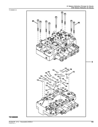 21 Sistema Hidráulico Principal do Veículo
2160 Sistema Hidráulico do Veículo
TX1086085 A.2
PC10217P (F.1) Escavadeira 250GLC 593
ST342151(D.1)
 