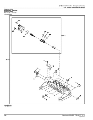 21 Sistema Hidráulico Principal do Veículo
2160 Sistema Hidráulico do Veículo
Solenoid Valve
Distributeur solénoïde
Solenoid Valve
Válvula de solenoide
TX1095604 B.1
598 Escavadeira 250GLC PC10217P (F.1)
ST14437(G.1)
 