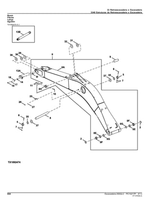 33 Retroescavadeira e Escavadeira
3340 Estruturas da Retroescavadeira e Escavadeira
Boom
Flèche
Lança
Aguilón
TX1092474 A.1
654 Escavadeira 250GLC PC10217P (F.1)
ST13763(B.2)
 