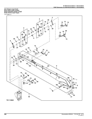 33 Retroescavadeira e Escavadeira
3340 Estruturas da Retroescavadeira e Escavadeira
Arm (Super Long Front)
Bras (avant super longue)
Braço (Dianteira Super Longa)
Brazo (frente súper largo)
TX1112859 A.1
666 Escavadeira 250GLC PC10217P (F.1)
ST13760(I.1)
 