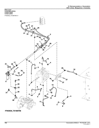 33 Retroescavadeira e Escavadeira
3363 Linhas, Mangueiras e Conexões
Pilot Lines
Conduites pilotes
Linhas Piloto
Líneas piloto
FF503630_TX1085798 B.1
704 Escavadeira 250GLC PC10217P (F.1)
ST321526(E.1)
 