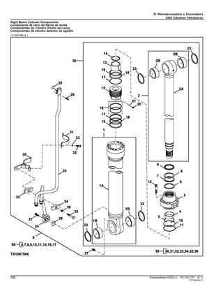 33 Retroescavadeira e Escavadeira
3365 Cilindros Hidráulicos
Right Boom Cylinder Components
Composants de vérin de flèche de droite
Componentes do Cilindro Direito da Lança
Componentes de cilindro derecho de aguilón
TX1097584 B.1
732 Escavadeira 250GLC PC10217P (F.1)
ST13843(N.1)
 