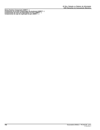 43 Giro, Rotação ou Sistema de Articulação
4350 Elementos de Acionamento Mecânico
Swing Gearbox Components (608017 - )
Composants de la boîte d'engrenages de pivotement (608017 - )
Componentes da Caixa de Engrenagens do Giro (608017 - )
Componentes de caja de engranajes de giro (608017 - )
760 Escavadeira 250GLC PC10217P (F.1)
ST783418(A.1)
 