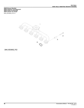 04A Motor
0400A Motor 6068HT082 RE543070 RE549585
28AR Exhaust Manifold
28AR Collecteur d’échappement
28AR Coletor de Descarga
28AR Colector de escape
28AR_RE538502_PCD A.1
86 Escavadeira 250GLC PC10217P (F.1)
ST30408(B.1)
 