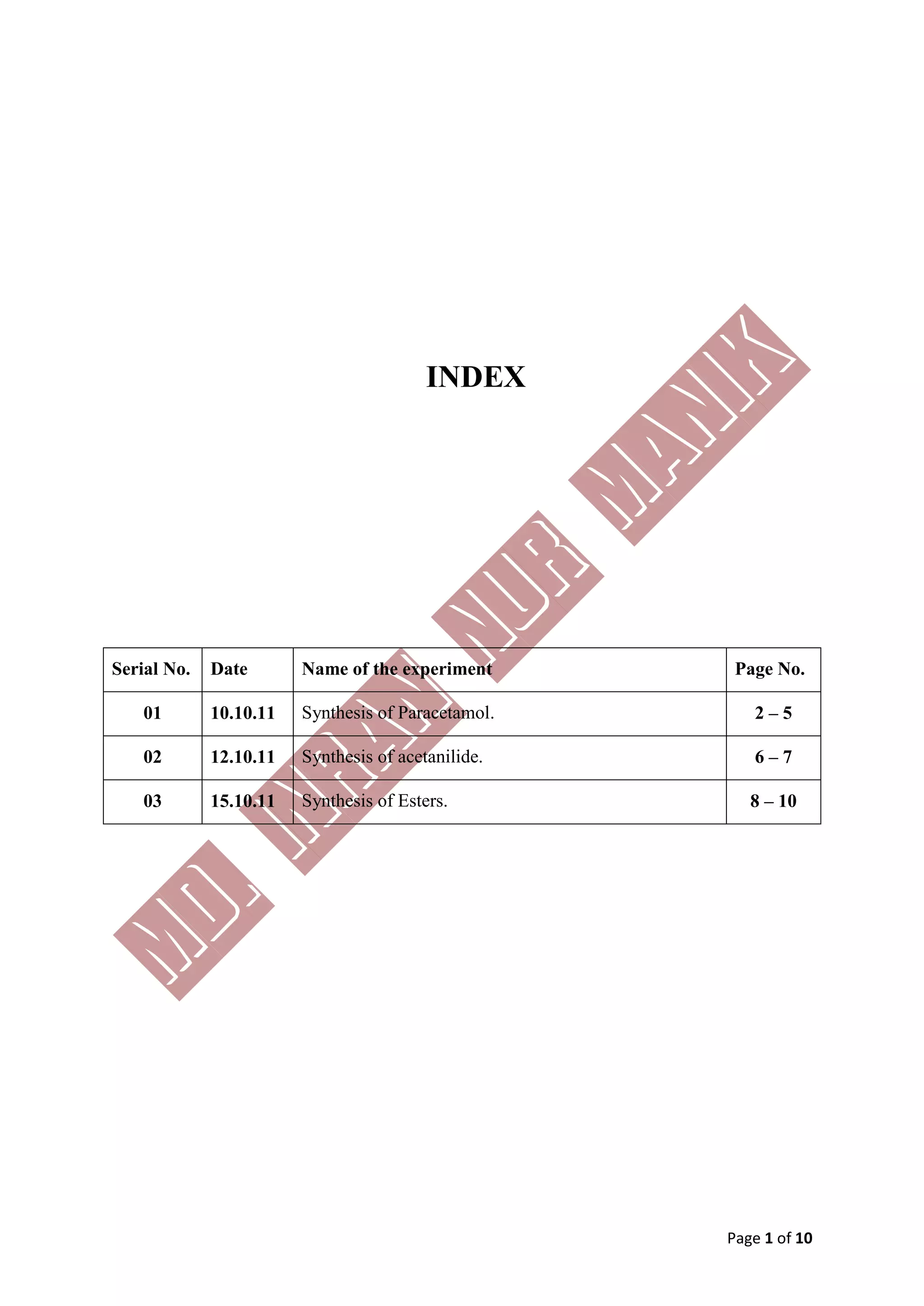 Medicinal chemistry II (Practical) MANIK | PDF