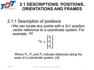 403050_CHAPTEP2_Robotspatial descriptions and transformations facuty | PDF