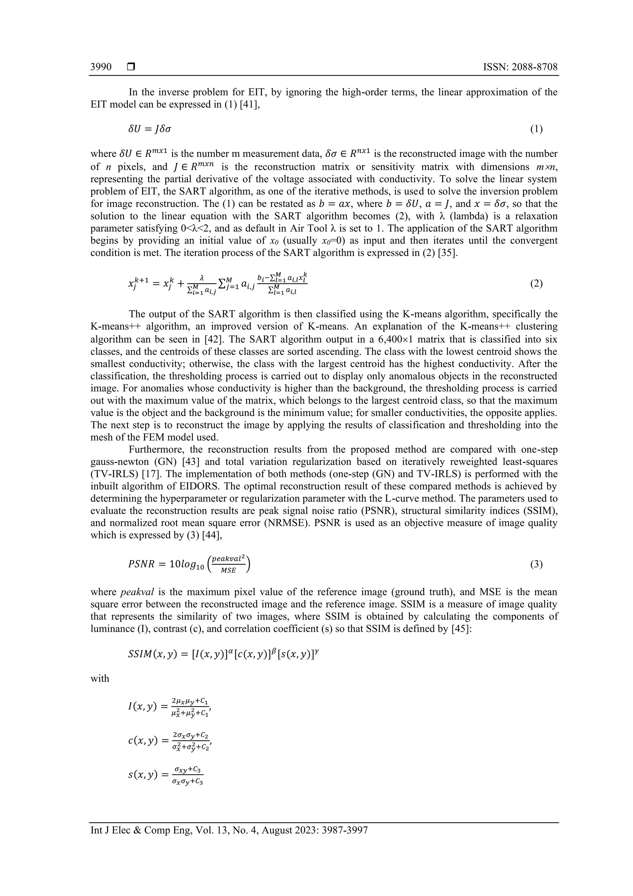 Enhanced image reconstruction of electrical impedance tomography using ...
