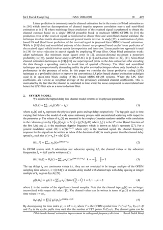 Pilot based channel estimation improvement in orthogonal frequency ...