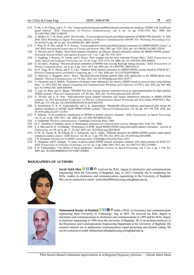 Pilot based channel estimation improvement in orthogonal frequency ...