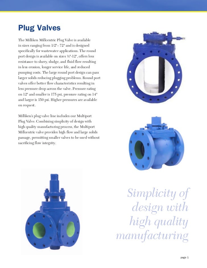 Milliken Fully Rubber Lined Plug Valves & AWWA Butterfly Valves