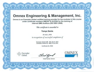 ISO90012008 Internal QMS Auditor Certificate