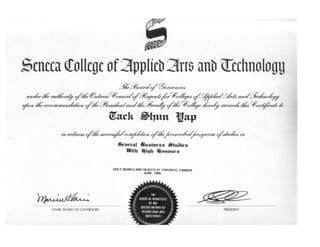 Copy of Seneca College Diploma - Resized