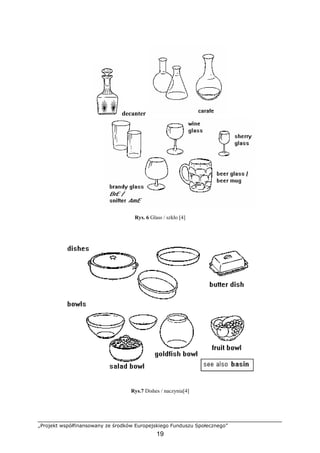 „Projekt współfinansowany ze środków Europejskiego Funduszu Społecznego”
19
decanter
Rys. 6 Glass / szkło [4]
Rys.7 Dishes / naczynia[4]
 