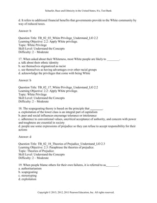 Race and Ethnicity in the United States 8th Edition Schaefer Test Bank ...