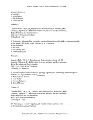 Race and Ethnicity in the United States 8th Edition Schaefer Test Bank ...
