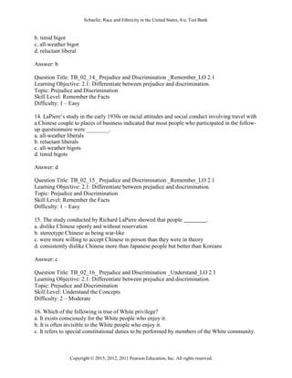 Race and Ethnicity in the United States 8th Edition Schaefer Test Bank ...