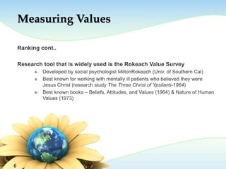 Rokeach Values Chapter 7 Values | PPTX