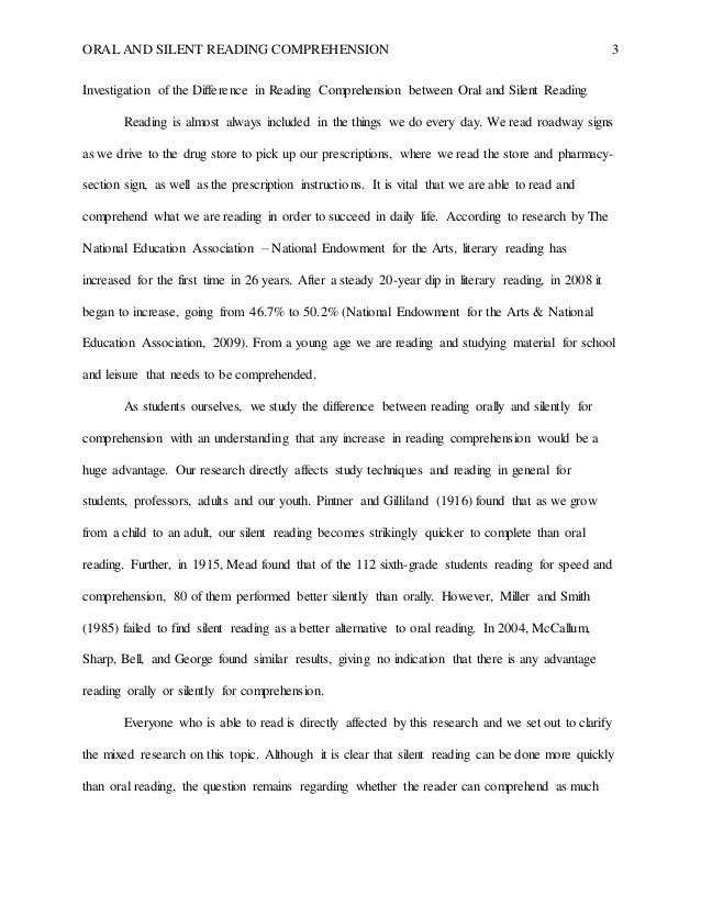 Oral and silent reading comprehension Oral and silent reading comprehension