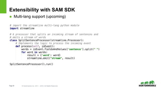 Page25 © Hortonworks Inc. 2011 – 2016. All Rights Reserved
Extensibility with SAM SDK
 Multi-lang support (upcoming)
 