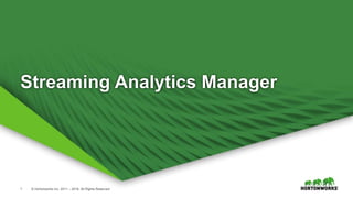 1 © Hortonworks Inc. 2011 – 2016. All Rights Reserved
Streaming Analytics Manager
 