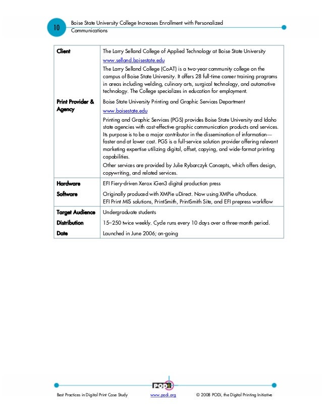 Case Study 1 Boise State University College Writing Sample