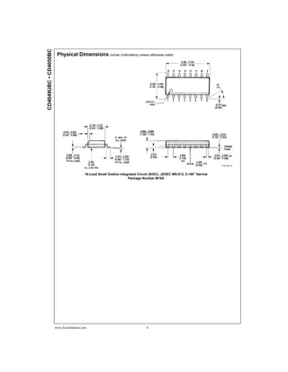 CD4049UBC • CD4050BC
                        Physical Dimensions inches (millimeters) unless otherwise noted




                                          16-Lead Small Outline Integrated Circuit (SOIC), JEDEC MS-012, 0.150” Narrow
                                                                     Package Number M16A




                       www.fairchildsemi.com                                    6
 