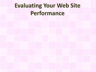 Evaluating Your Web Site
      Performance
 