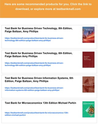 Test Bank for Business Driven Technology, 7th Edition Paige Baltzan Amy ...