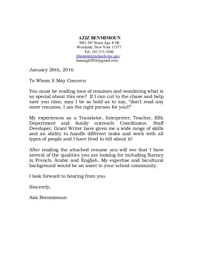 a benmimoun resume and cover letter cover letter for interpreter job