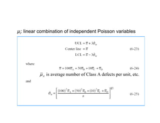 µi: linear combination of independent Poisson variables
is average number of Class A defects per unit, etc.Aµ
 