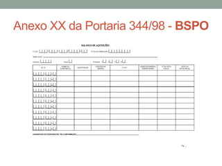 Anexo XX da Portaria 344/98 - BSPO
 