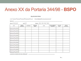 Anexo XX da Portaria 344/98 - BSPO
 