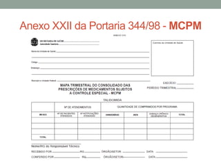 Anexo XXII da Portaria 344/98 - MCPM
 