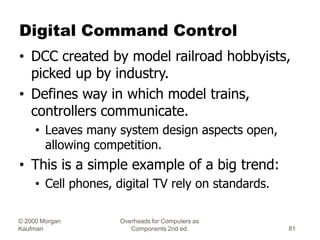 © 2000 Morgan
Kaufman
Overheads for Computers as
Components 2nd ed. 81
Digital Command Control
• DCC created by model rail...
