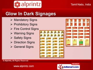 Glow, Safety & Road Signages
    Mandatory Signs
    Prohibitory Signs
    Fire Control Signs
    Caution Signs
    Hazard Signs
    Danger Signs
    Reflective Vinyl Sign
    Highway Reflective Vinyl
     Road Sign
 
