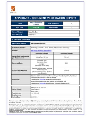 Kyaw Lin Soe - AGTI | PDF