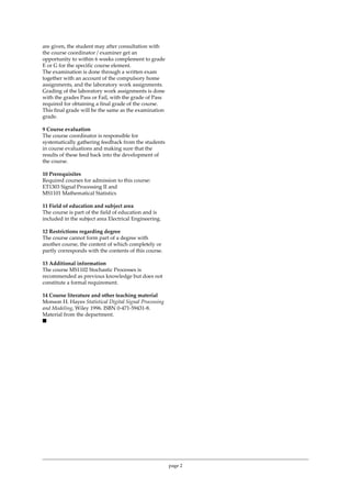 Syllabus-ET2542-Adaptive Signal Processing | PDF