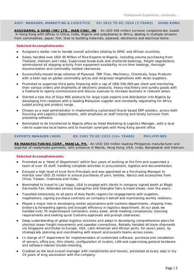 purchasing manager resume