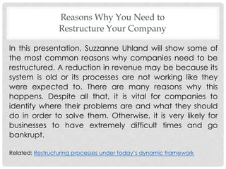 Reasons Why You Need to Restructure Your Company | PPT