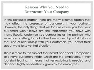 Reasons Why You Need to Restructure Your Company | PPT