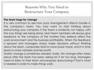 Reasons Why You Need to Restructure Your Company | PPT