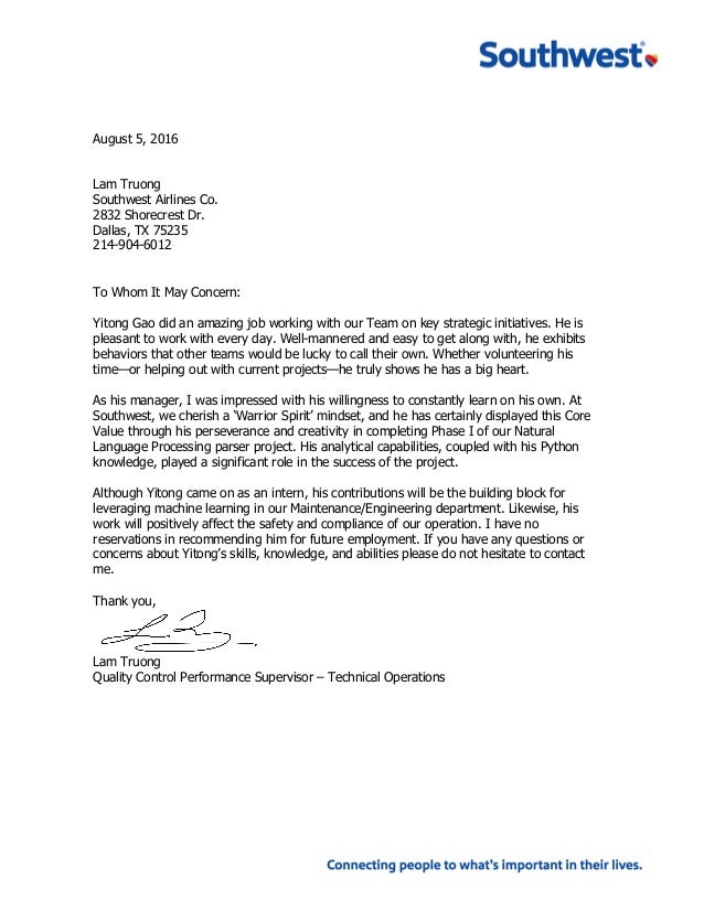 Signed Reference Letter