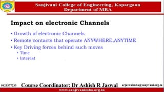 • Growth of electronic Channels
• Remote contacts that operate ANYWHERE,ANYTIME
• Key Driving forces behind such moves
• Time
• Interest
Impact on electronic Channels
 