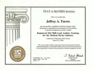 Lead Auditor Training - June 12 1998